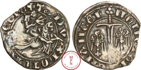 Duché de Lorraine, Thibaut II (1303-1312), Quart de gros dit «spadin », Nancy, Av. + T. DVX: LOTOR..EGIE. Chevalier, chargeant à droite, Rv. MONETA DE...
