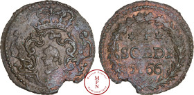Corse, Pascal Paoli (1761-1768), 4 Soldi, 1766, Murato, Av. Tête de maure timbrée sur un écu couronné festonné soutenu par deux divinités marines armé...
