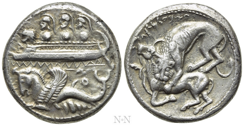 PHOENICIA. Byblos (Gebal). 'Ozba'al (Circa 400-365 BC). Shekel. 

Obv: Three h...