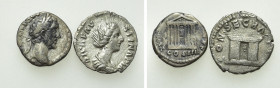 2 Roman Denarii; Faustina II and Antoninus Pius