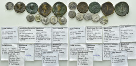 10 Roman Coins of Septimius Severus and Julia Domna