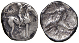 CALABRIA Taranto - Statere (circa 281-240) Cavaliere a d. sotto - R/ Taras su delfino a s. - AG (g 6,00) Corrosioni

Status: MB-BB