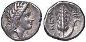 LUCANIA Metaponto - Statere (330-290 a.C.) - Testa di Demetra a d. - R/ spiga di grano, stella a d. - SNG Ans. 502 AG (g 7,75)

Status: BB