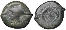 SICILIA Siracusa - Età di Timoleonte (344-335 a.C.) Litra - Testa di Atena a s. con elmo corinzio - R/ Stella tra due delfini - SNG Cop. 720 AE (g 29,...