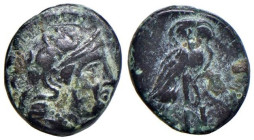 AEOLIS. Neonteichos - AE (II secolo a.C) Testa elmata di Atena a d. - Civetta stante di fronte - SNG von Aulock 1670; Klein 342 AE (g 1,00)

Status:...