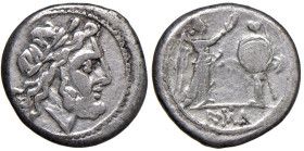 Anonime - Vittoriato (dopo il 211 a.C.) Testa di Giove a d. - R/ La Vittoria incorona un trofeo - B. 9; Cr. 53/1 AG (g 3,29)

Status: qBB