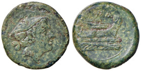 Anonime - Semuncia (circa 217-215 a.C.) Testa di Mercurio a d. - R/ Prua a d. - Cr. 38/7 AE (g 5,80) Bella patina verde

Status: BB
