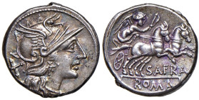 Afrania - Spurius Afranius - Denario (150 a.C.) Testa di Roma a d. - R/ La Vittoria su biga a d. - B. 1; Cr. 206/1 AG (g 4,01) Bella patina delicata
...