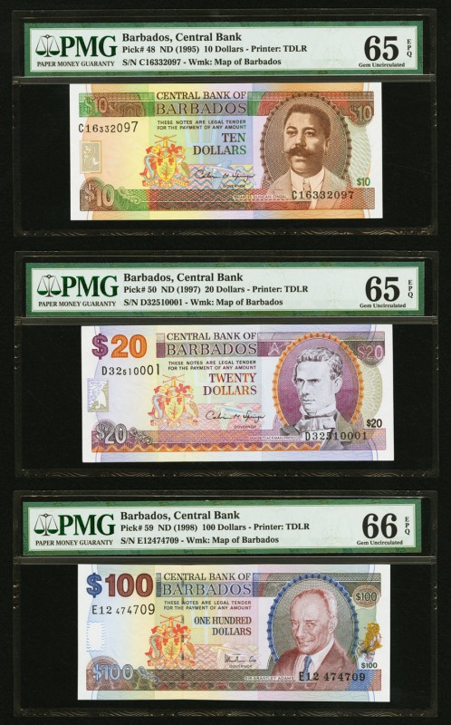 Barbados Central Bank 10; 20; 100 Dollars ND (1995); ND (1997); ND (1988) Pick 4...