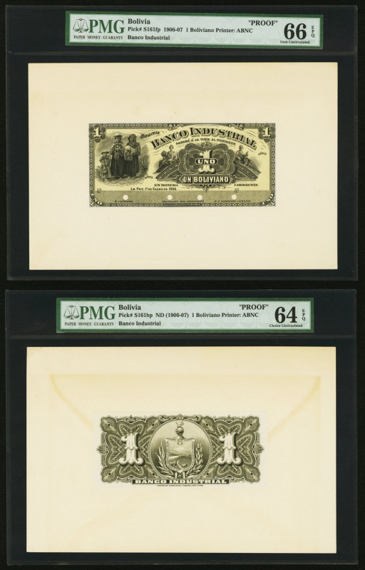 Bolivia Banco Industrial 1 Boliviano 1906-07 Pick S161fp; S161bp Front And Back ...