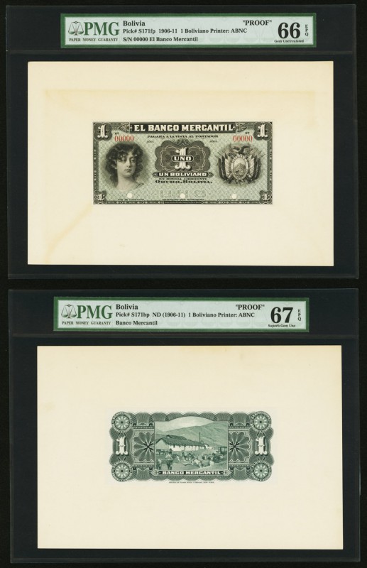 Bolivia Banco Mercantil 1 Boliviano ND (1906-11) S171fp; S171bp Front And Back P...