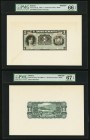 Bolivia Banco Mercantil 1 Boliviano ND (1906-11) S171fp; S171bp Front And Back Proofs PMG Gem Uncirculated 66 EPQ; Superb Gem Unc 67 EPQ. Three POCs.
...