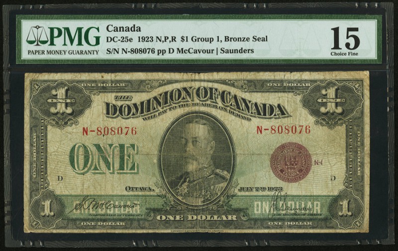 Canada Dominion of Canada $1 1923 DC-25e PMG Choice Fine 15. 

HID09801242017