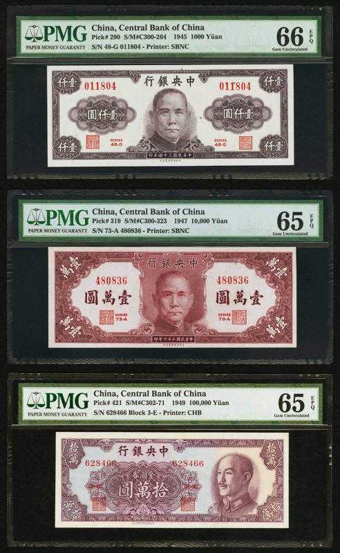China Central Bank of China 1000; 10,000; 100,000 Yuan 1945; 1947; 1949 Pick 290...