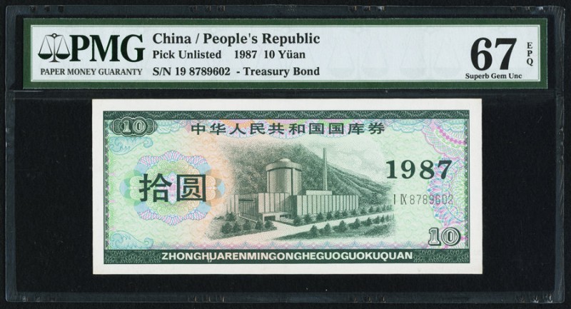 China People's Republic 10 Yuan 1987 Pick UNL PMG Superb Gem Unc 67 EPQ. 

HID09...
