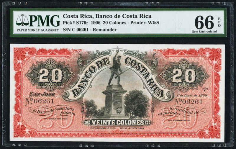 Costa Rica Banco Central de Costa Rica 20 Colones 1.1.1906 Pick S179r Remainder ...