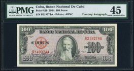 Cuba Banco Nacional de Cuba 100 Pesos 1954 Pick 82b Courtesy Autograph PMG Choice Extremely Fine 45 EPQ. 

HID09801242017