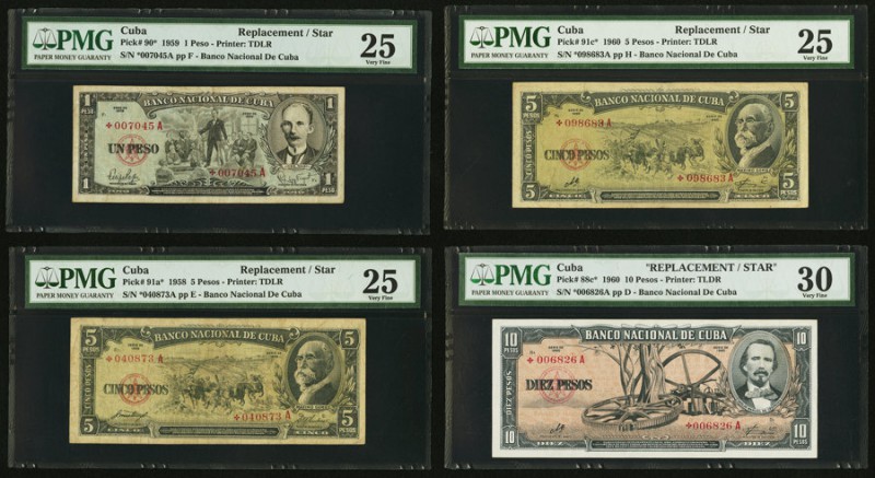 Cuba Banco Nacional de Cuba 1; 5 (2); 10 Pesos 1959; 1958; 1960 (2) Pick 90*; 91...