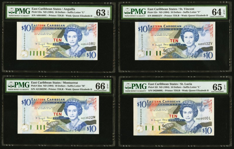 East Caribbean States Central Bank, Montserrat 10 Dollars ND (1994) Pick 32m; 32...