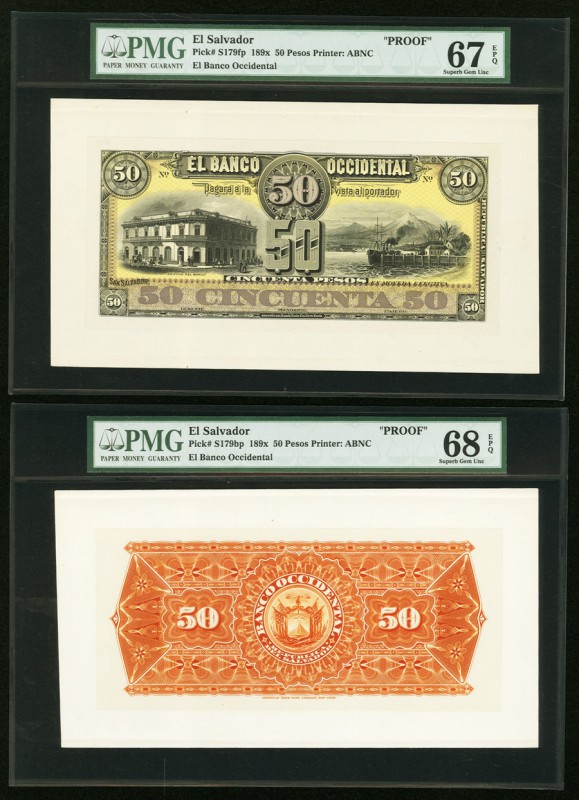 El Salvador Banco Occidental 50 Pesos 189x Pick S179fp; S179bp Front And Back Pr...