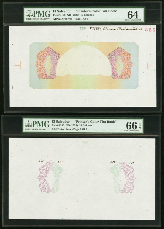 El Salvador Banco Occidental 10 Colones ND (1925) Pick S196 Printer's Color Tint...