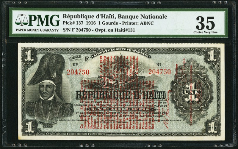 Haiti Banque Nationale de la Republique d'Haiti 1 Gourde 1916 Pick 137 PMG Choic...