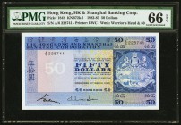 Hong Kong Hongkong & Shanghai Banking Corp. 50 Dollars 1980-83 Pick 184f; 184h (2) Three Examples KNB72 PMG Gem Uncirculated 66 EPQ(2); Superb Gem Unc...
