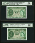 Hong Kong Government of Hong Kong 1 Dollar 1956-59 Pick 324Ab KNB19 Two Consecutive Examples PMG Gem Uncirculated 66 EPQ. 

HID09801242017