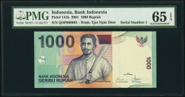 Indonesia Bank Indonesia 1000 Rupiah 2001 Pick 141b Solid Serial 1 PMG Gem Uncirculated 65 EPQ. Solid Serial QOP000001

HID09801242017