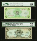 Italy Allied Military Currency 500; 1000 Lire 1943 Pick M16b; M23a Two Examples PMG Very Fine 25. Pick M23a - tear; annotation.

HID09801242017