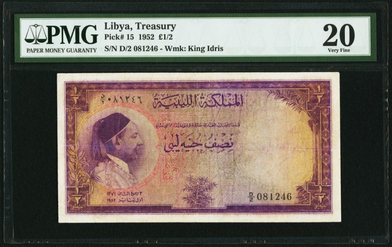 Libya Treasury 1/2 Pound 1952 Pick 15 PMG Very Fine 20. Discoloration.

HID09801...
