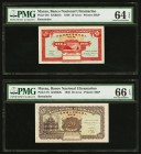 Macau Banco Nacional Ultramarino 10; 20 Avos 1946 Pick 36r; 37r Two Remainder Examples PMG Choice Uncirculated 64 EPQ; Gem Uncirculated 66 EPQ. 

HID0...