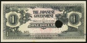Misaligned Back Printing Error Malaya Japanese Government $1 ND (1942) Pick M5c About Uncirculated. Hole punch cancelled.

HID09801242017