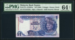 Malaysia Bank Negara 1 Ringgit ND (1986) Pick 27a Solid 2's PMG Choice Uncirculated 64 Net. Foreign substance. 

HID09801242017