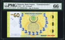 Malaysia Bank Negara 60 Ringgit 2017 Pick UNL "Commemorative" PMG Gem Uncirculated 66 EPQ. 

HID09801242017