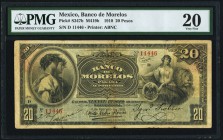 Mexico Banco de Morelos 20 Pesos 11.2.1910 Pick S347b M419b PMG Very Fine 20. 

HID09801242017