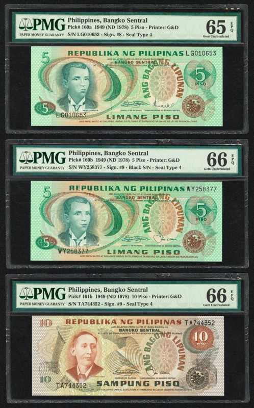 Lot Of Six Examples From Philippines Bangko Sentral. 5 Piso 1949 (ND 1978) Pick ...
