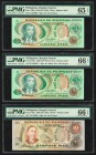 Lot Of Six Examples From Philippines Bangko Sentral. 5 Piso 1949 (ND 1978) Pick 160a; 160b Two Examples PMG Gem Uncirculated 65 EPQ; Gem Uncirculated ...