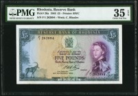 Rhodesia Reserve Bank of Rhodesia 5 Pounds 10.11.1964 Pick 26a PMG Choice Very Fine 35 EPQ. 

HID09801242017
