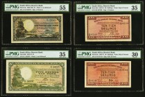 South Africa South African Reserve Bank 10 Shillings (2); 1; 5 Pound/s 1936-1945 Pick 82d; 82e; 84e; 86b Four Examples PMG Very Fine 30; Choice Very F...