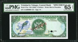 Trinidad And Tobago Central Bank of Trinidad and Tobago 5 Dollars ND (1985) Pick 37as Specimen PMG Gem Uncirculated 65 EPQ, POC. 

HID09801242017