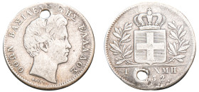 Greece, King Otto, 1832-1862. Drachma, 1832, First Type, Munich mint, 4.29g (KM15; Divo 12a).

Good very fine, holed.