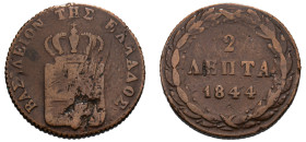 Greece, King Otto, 1832-1862. 2 Lepta, 1844, Second Type, Athens mint, 2.46g (KM23; Divo 26a).

Fine.