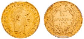 Greece, King George I, 1863-1913. AV 10 Drachmai, 1876 A, Paris mint (KM48; Divo 48; IV12; Fr. 16).

Graded AU53 PCGS.
