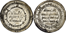 Gobernadores. Tipo posterior a la reforma. AH 122. Al Andalus. Dirhem. (V. falta) (Fro. 1). Pequeña zona floja de acuñación. Muy rara, no hemos tenido...