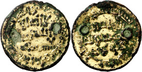 Gobernadores. Falsas de época. AH 119. Tipo posterior a la reforma. Dinar. Moneda falsa de época en color dorado, imitando un dinar del Califa de Dama...
