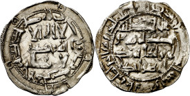 Emirato. AH 202. Al Hakam I. Al Andalus. Dirhem. (V. 114) (Fro. 5). Anv.: sobre la 3ª línea. 2,65 g. MBC+/MBC. 
Emirate. AH 202. Al Hakam I. Al Andal...