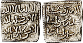 Almohades. Anónima, a nombre del Mahdí. Bidjaya (Bujía). Dirhem. (V. 2100) (Hazard 1085). Ceca perfecta. 1,48 g. EBC. 
Almohads. Anonymous, in the na...