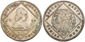 Austria - Principato vescovile di Salisburgo (Stati Austriaci) - Sigismund of Schrattenbach (1753-1771) - 30 Kreuzers 1754 - MOLTO RARA - Ag - gr. 6,8...