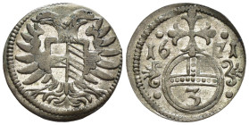 Austria - Sacro Romano Impero (976-1804) - Zecca reale della Slesia - Leopold I (1657-1705) - 3 Pfennigs 1671 - Mint: Opole - Ag - gr. 0,6 - KM#438
...